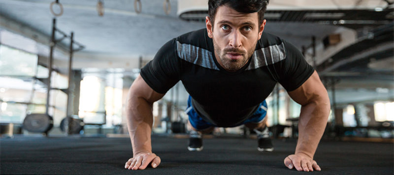 Push-up hold for chest workout at home without equipment