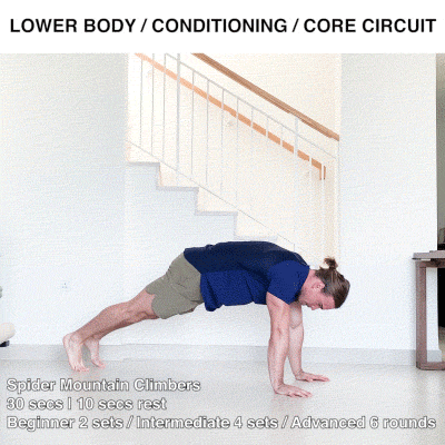 How to do spider mountain climbers at home for lower body workout 
